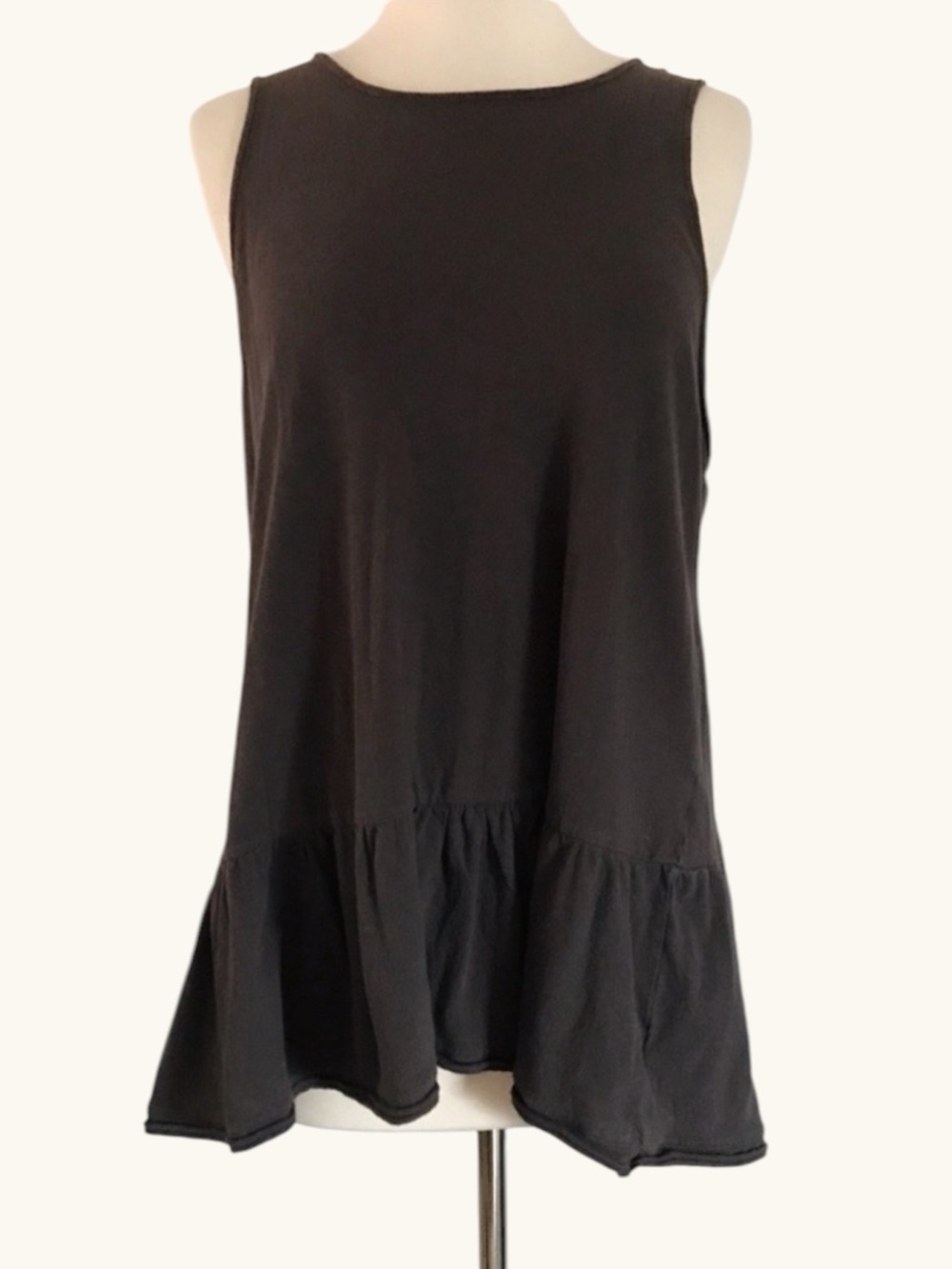 FREE PEOPLE Ruffle Tank Top Tunic MEDIUM Gray - Picture 7 of 8